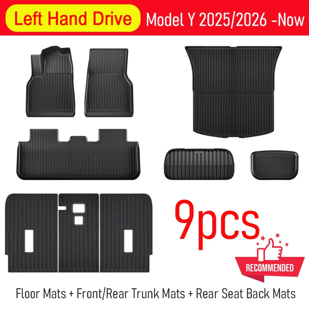 for Tesla Model Y Juniper 2025 2026 Car Floor Mats Cargo Liner Trunk Mats Backrest Kick Pads Protection Car Interior Accessories