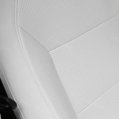 Tesla Cybertruck Seat Covers Leather Seat Protector Full Coverage(Black/White)